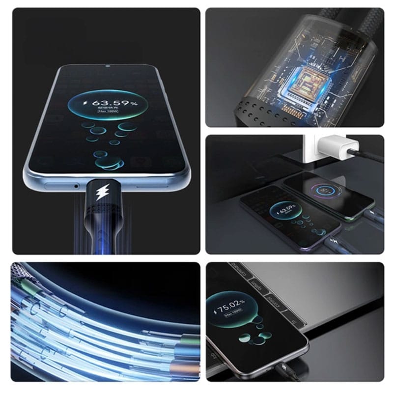 Dudao 2-i-1 USB-C kabel 1.2m (100W)