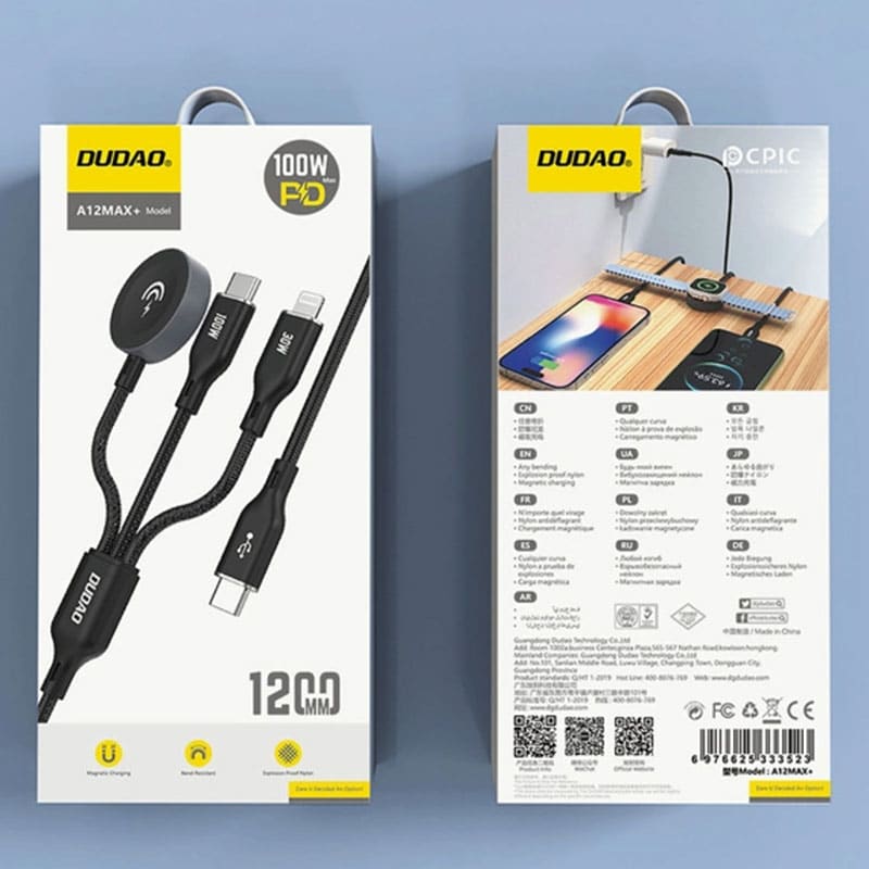 Dudao 3 i 1 opladerkabel til iPhone, iPad og Apple Watch