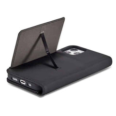 Læder flip cover med kortholder til iPhone 12 Pro - Sort