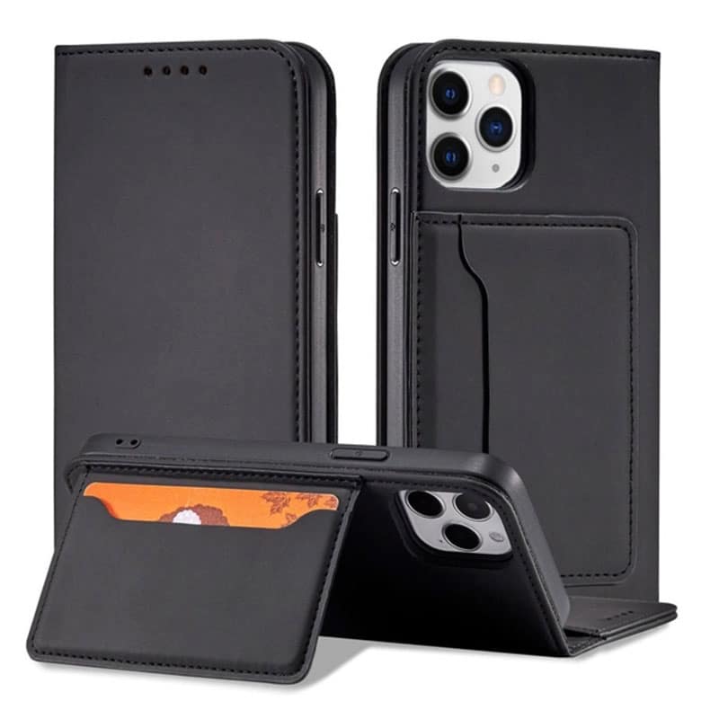 Læder flip cover med kortholder til iPhone 12 Pro - 3 - reFix.dk