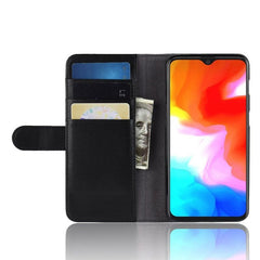 Læder flip cover til OnePlus 6T / 7 - Sort