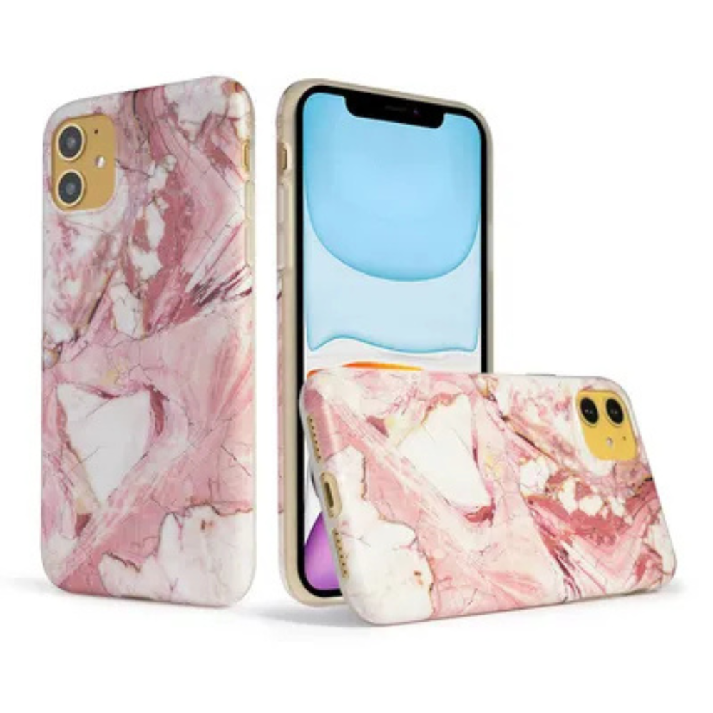 Marble cover til iPhone 12 / 12 Pro - Lyserød marble - reFix.dk