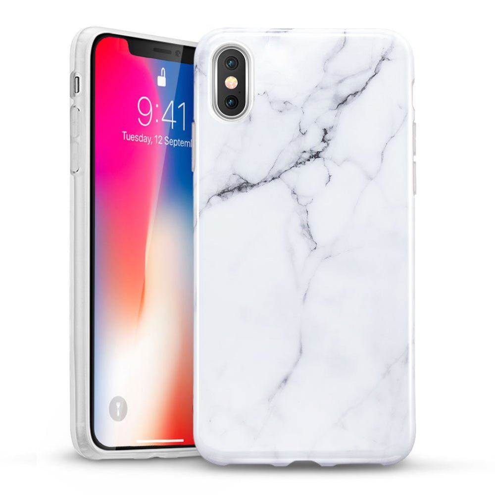 Marble cover til iPhone X / XS - Hvid marble - reFix.dk