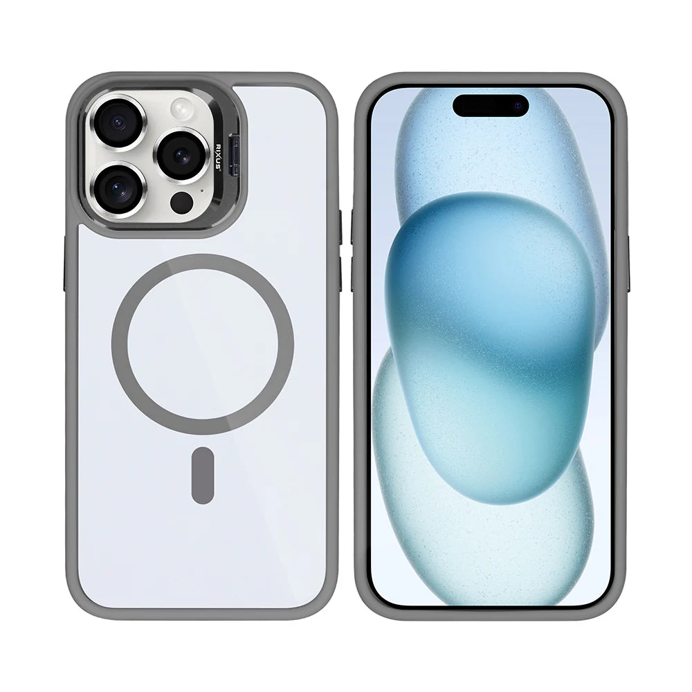 Premium Clear Case med MagSafe til iPhone 15 Pro Max - Titanium grå - reFix.dk