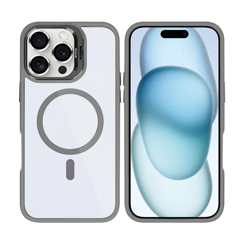 Premium clear case til iPhone 16 Pro Max - titanium grå - reFix.dk