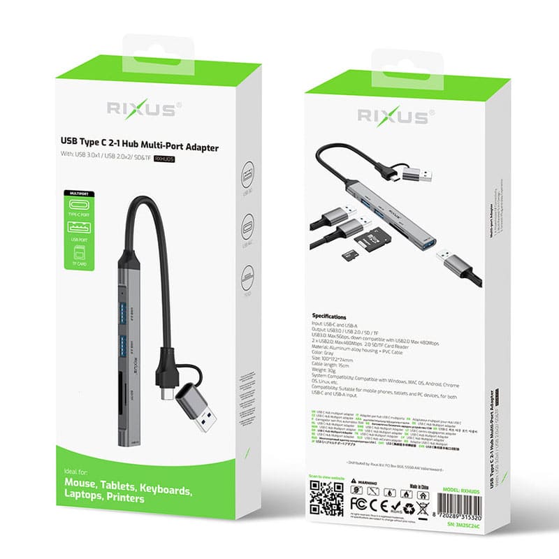 Rixus USB-C 2-i-1 Hub MultiPort adapter - 3 - reFix.dk