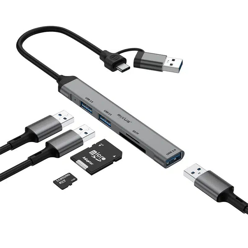 Rixus USB-C 2-i-1 Hub MultiPort adapter