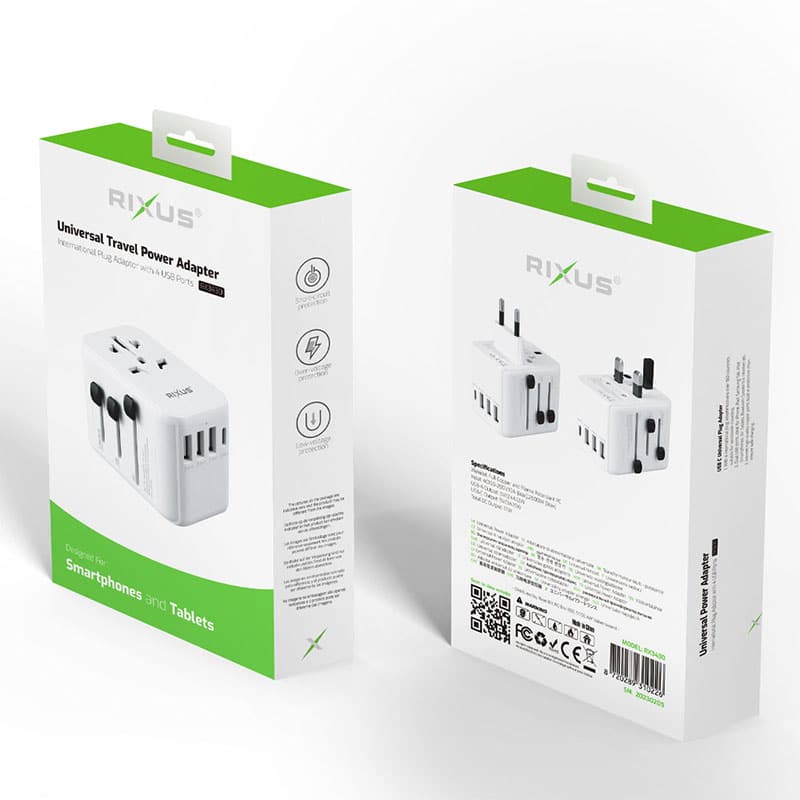 Rixus Universal Rejse Adapter med USB-C / USB-A