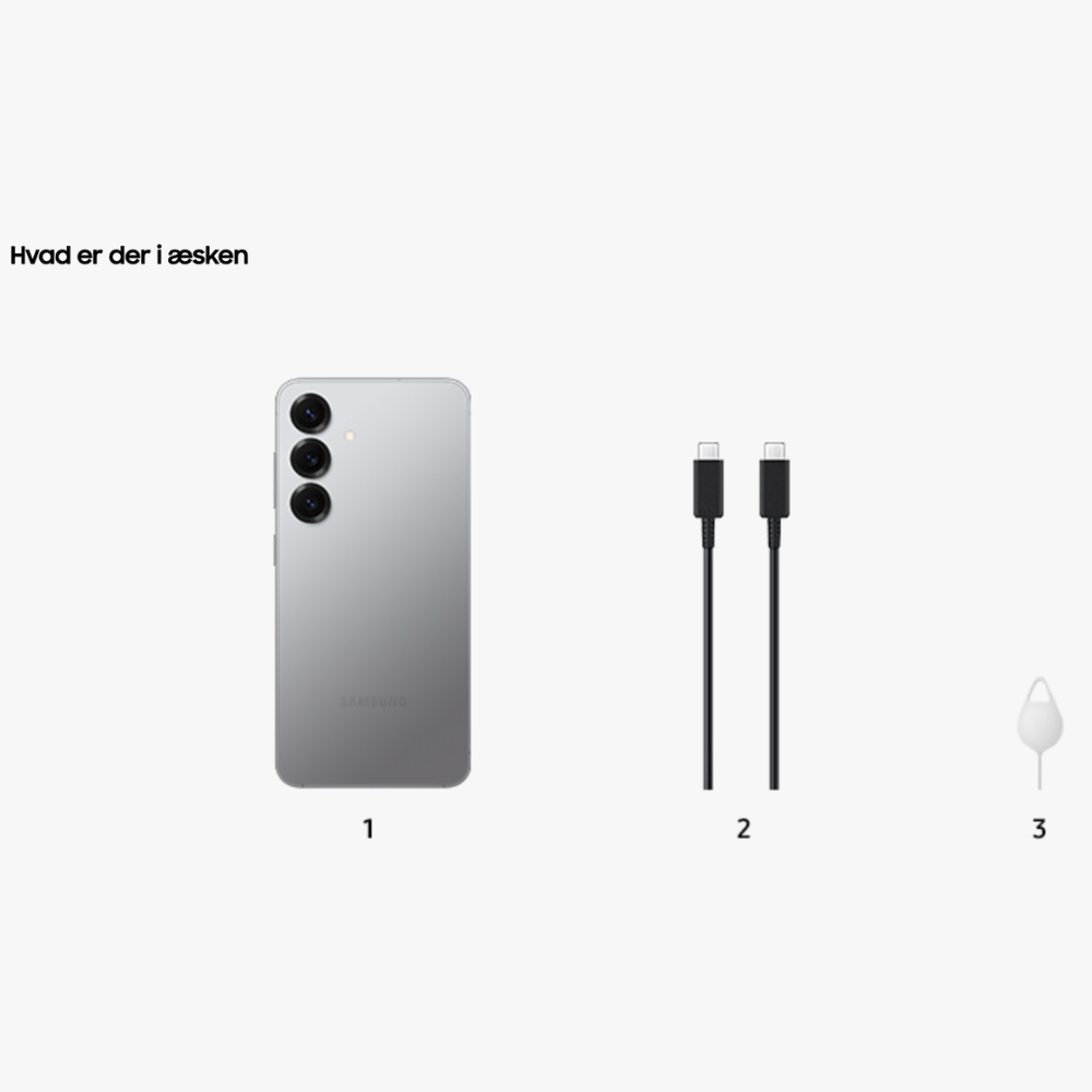 Samsung Galaxy S25 128GB - Silver Shadow Hvad der er i æsken | reFix.dk