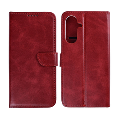 Samsung S26 Plus læder flip cover - Mørk rød - reFix.dk
