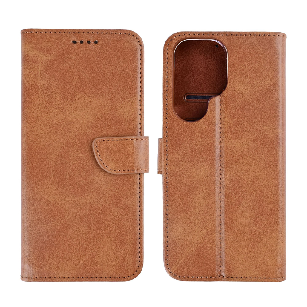 Samsung S26 Ultra læder flip cover - Lys brun - reFix.dk