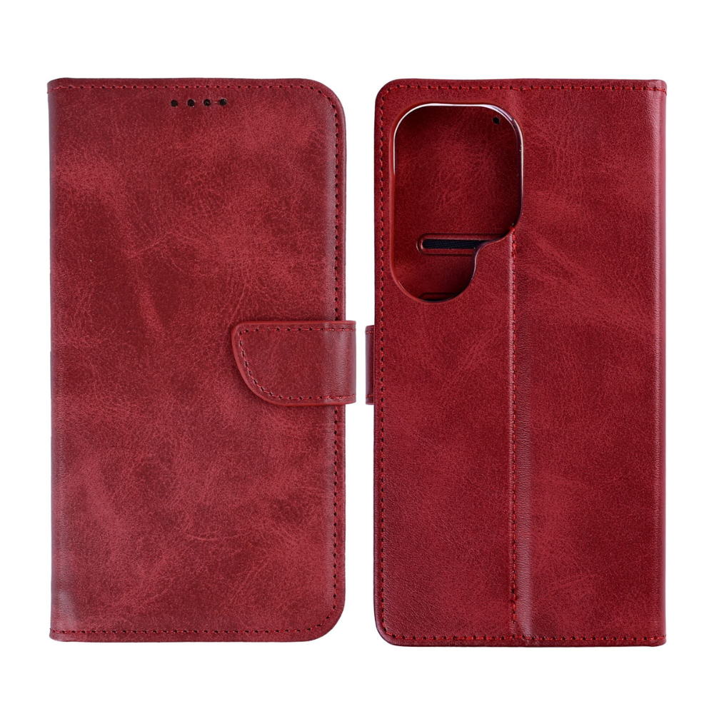 Samsung S26 Ultra læder flip cover - Mørk rød - reFix.dk