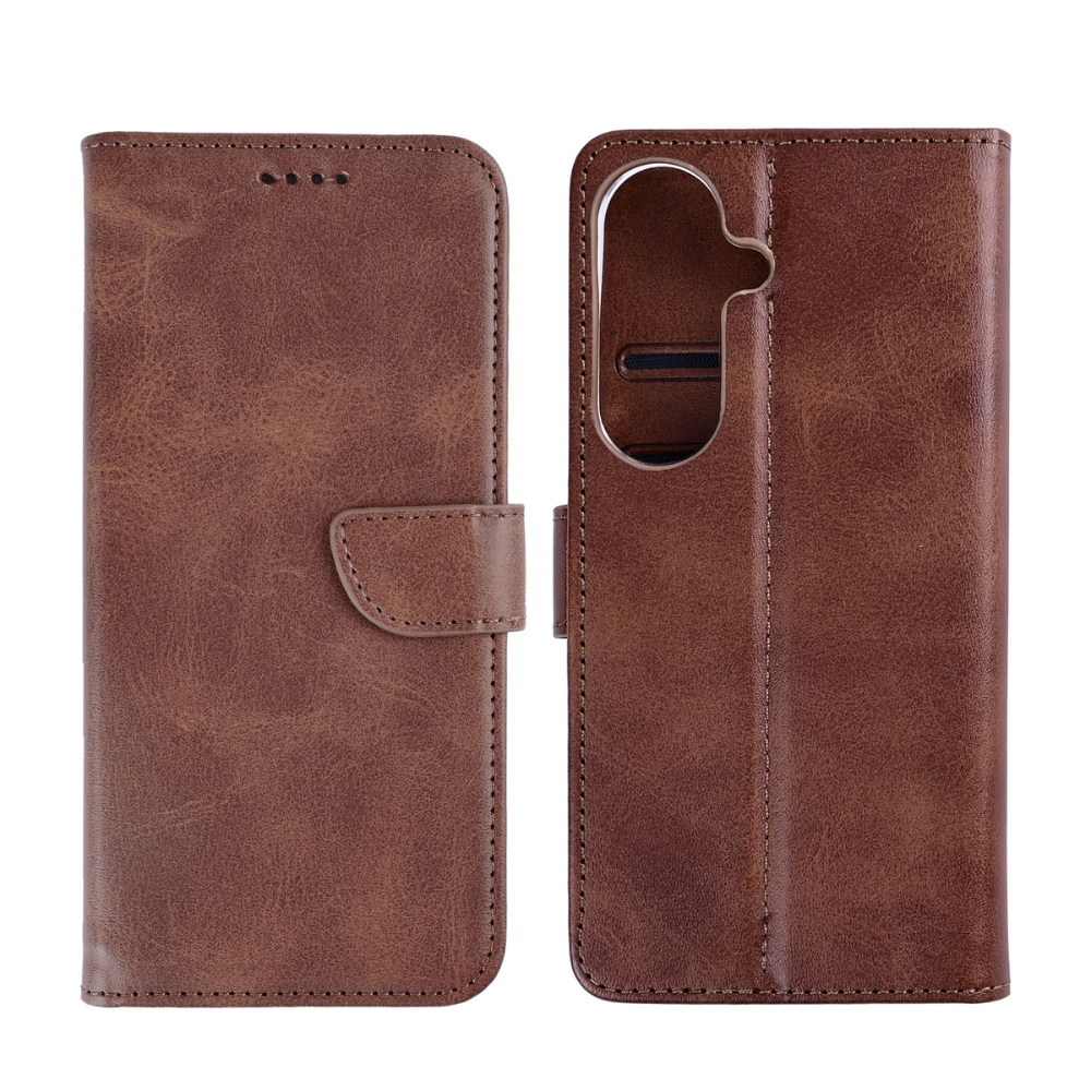 Samsung S26 læder flip cover - Brun - reFix.dk