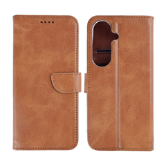 Samsung S26 læder flip cover - Lys brun - reFix.dk