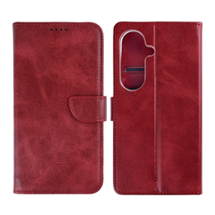 Samsung S26 læder flip cover - Mørk rød - reFix.dk