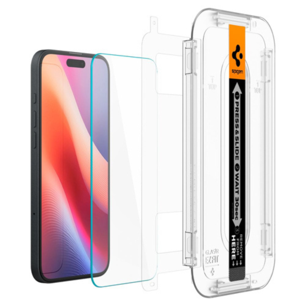 Spigen EZ Fit Glas. TR skærmbeskyttelse til iPhone 16 / 15 - 1 - reFix.dk