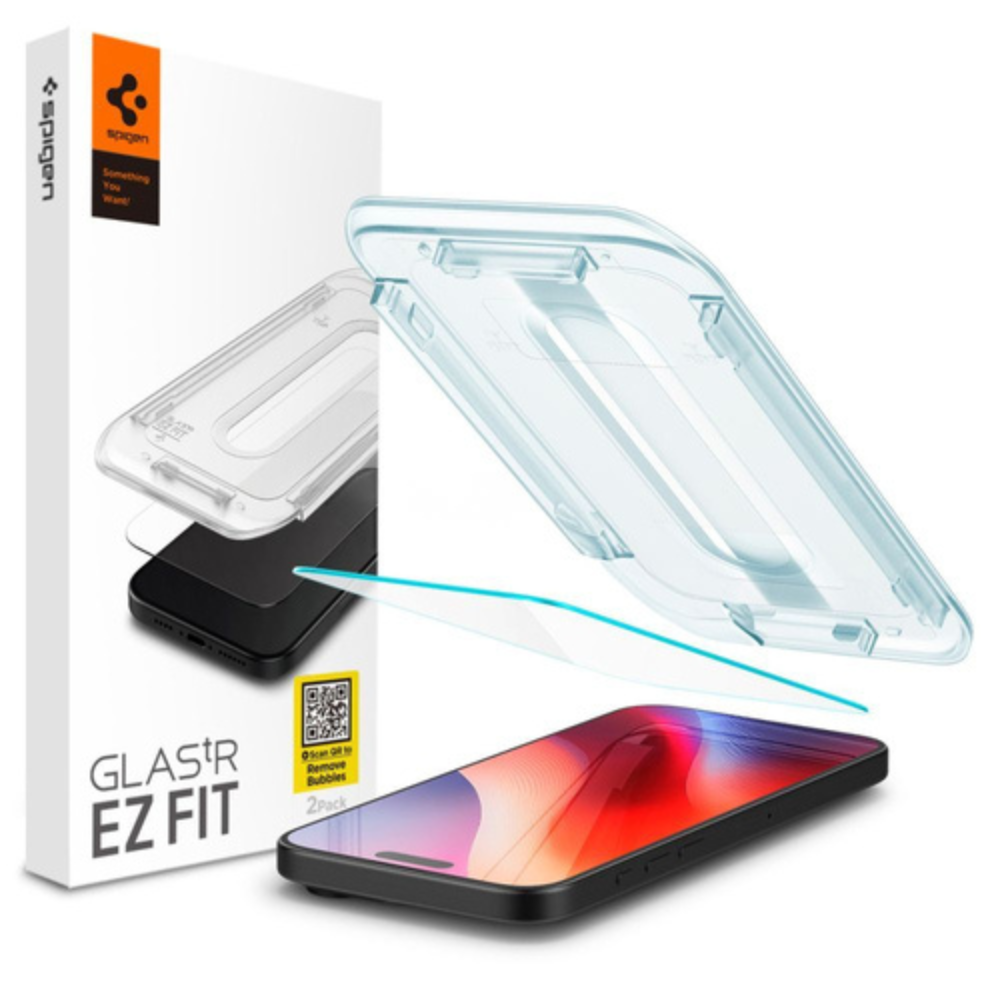 Spigen EZ Fit Glas. TR skærmbeskyttelse til iPhone 16 / 15 - 3 - reFix.dk