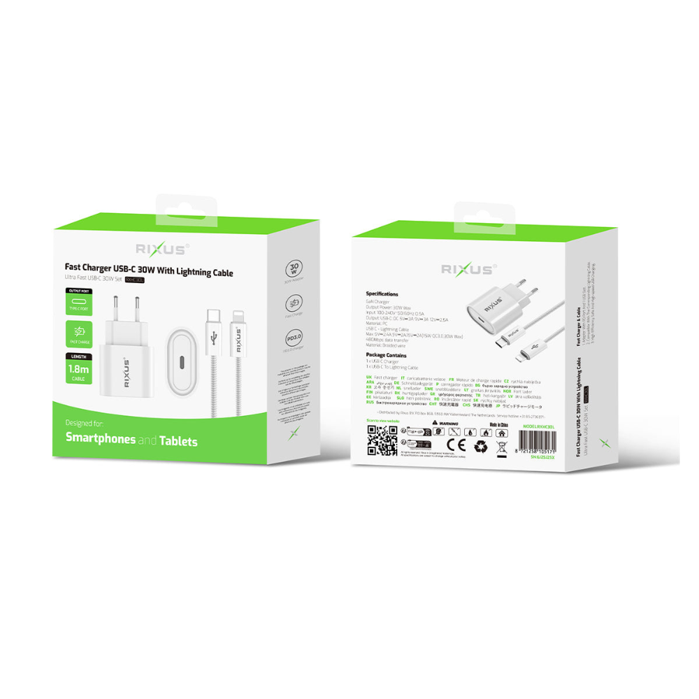 USB-C Hurtig Oplader 30W med Lightning Kabel - 2 - reFix.dk