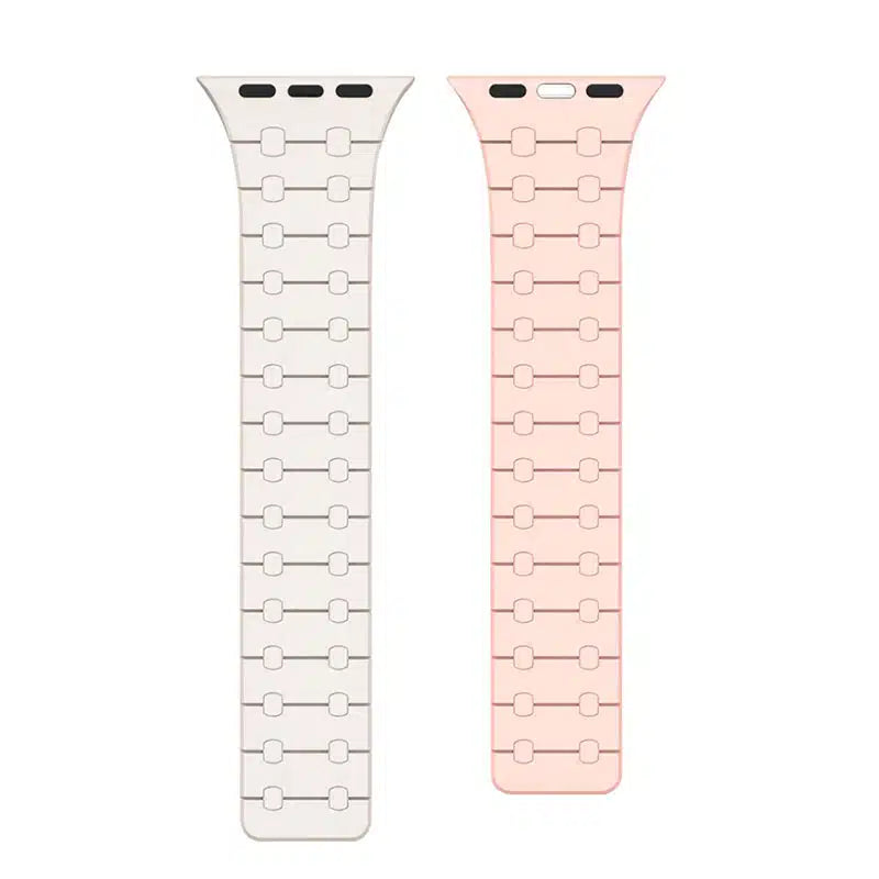 Apple Watch Magnetisk silikone rem til 42 / 44 / 45 / 49mm - Hvid/Pink - reFix.dk