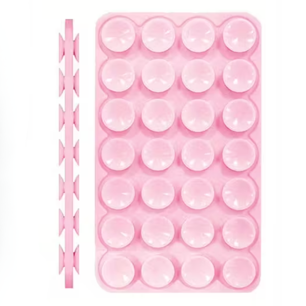 Dobbelt Silikone Sugekop Mobilholder - Pink - reFix.dk