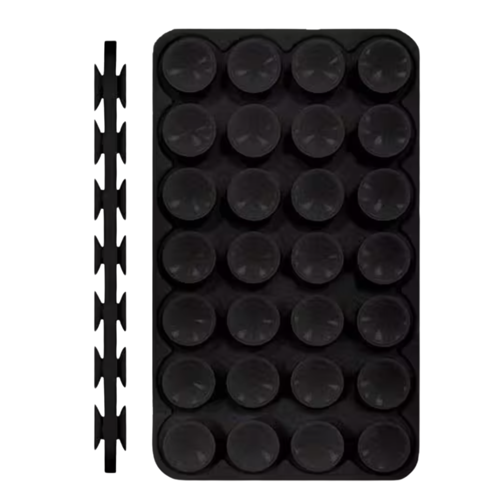 Dobbelt Silikone Sugekop Mobilholder - Sort - reFix.dk