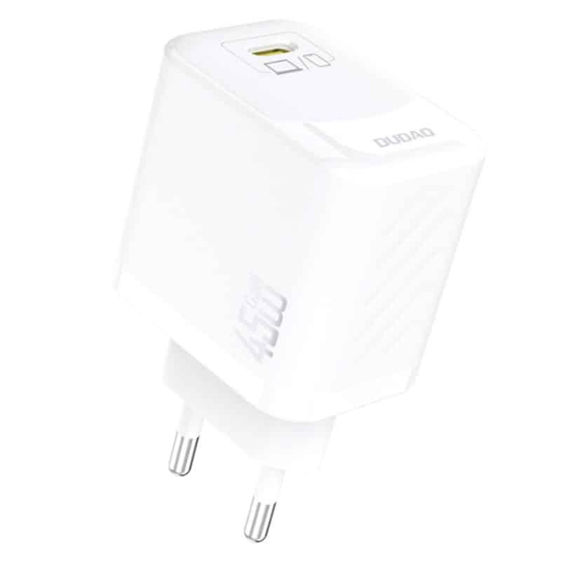 Dudao 45W GaN hurtig oplader (+ USB-C kabel) - Hvid - reFix.dk