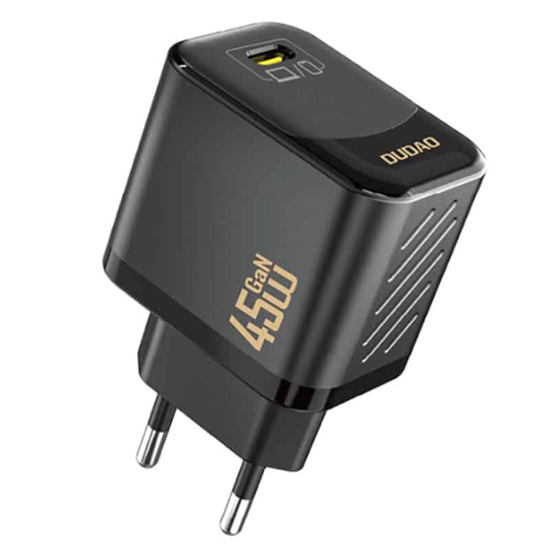 Dudao 45W GaN hurtig oplader (+ USB-C kabel) - Sort - reFix.dk