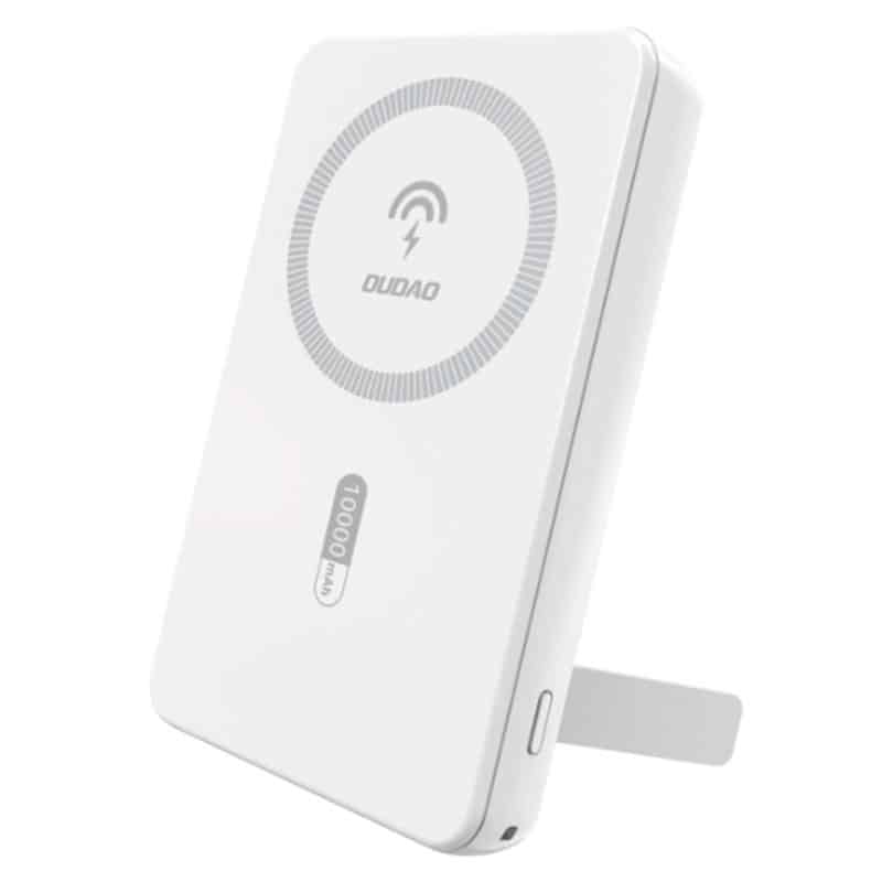 Dudao K14S+ 10000mAh powerbank med USB-C / USB-A / MagSafe med stativ - Hvid - reFix.dk