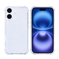 iPhone 16  Cover – Rixus Anti-Burst Clear Case med MagSafe - reFix.dk