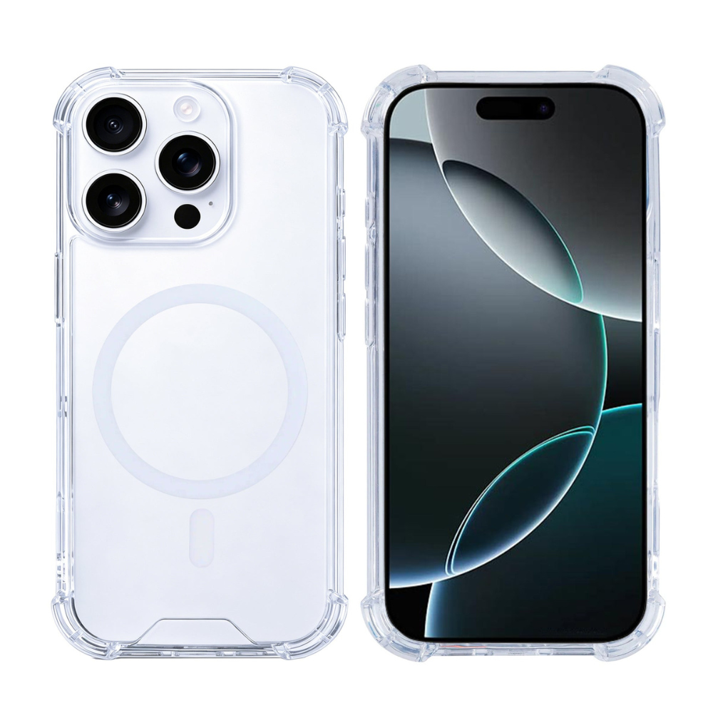 iPhone 16 Pro Cover – Rixus Anti-Burst Clear Case med MagSafe - reFix.dk