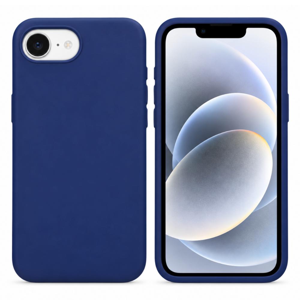 iPhone 17e / 16e Cover – Premium Soft Touch Silikone Med MagSafe - mørkeblå - reFix.dk