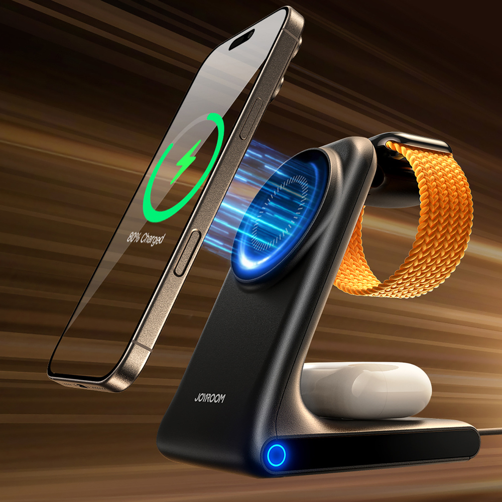 Joyroom 3 i 1 Trådløs Opladerstand med MagSafe (15W) - 4 - reFix.dk