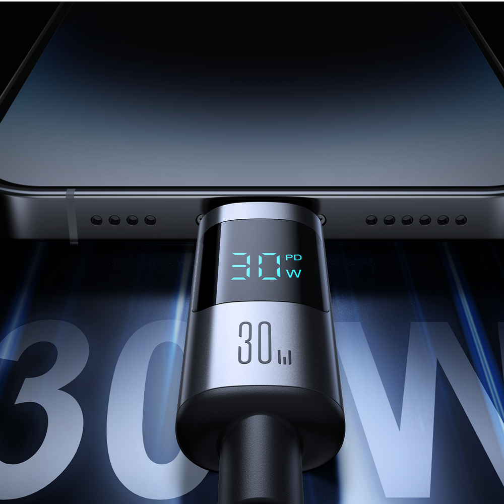 Joyroom Prism USB-C til Lightning opladerkabel med LED Display (30W) - 2 - reFix.dk