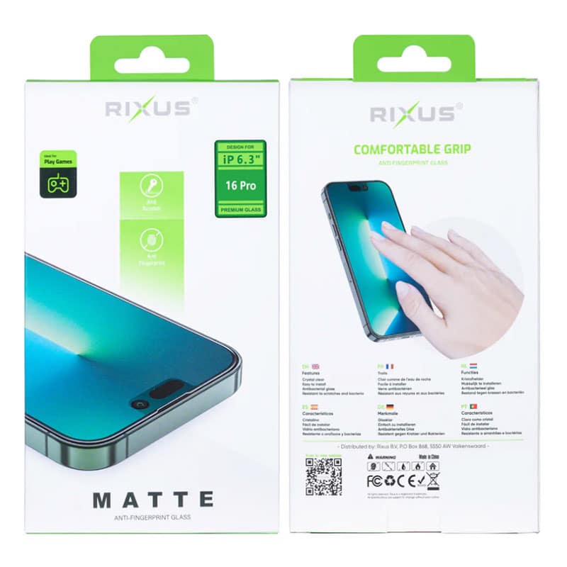 Matte full cover skærmbeskyttelse til iPhone 16 Pro - Pakkens indhold - reFix.dk