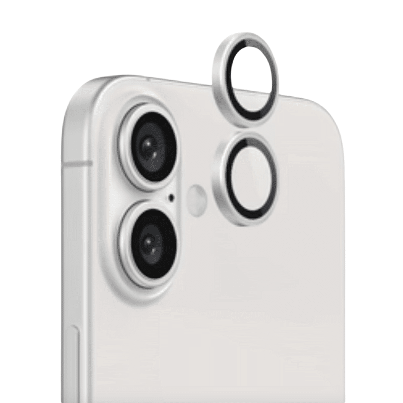 Metal kamera linse beskyttelsesglas til iPhone 16, 16 Plus - White - reFix.dk