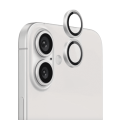 Metal kamera linse beskyttelsesglas til iPhone 16, 16 Plus - White - reFix.dk