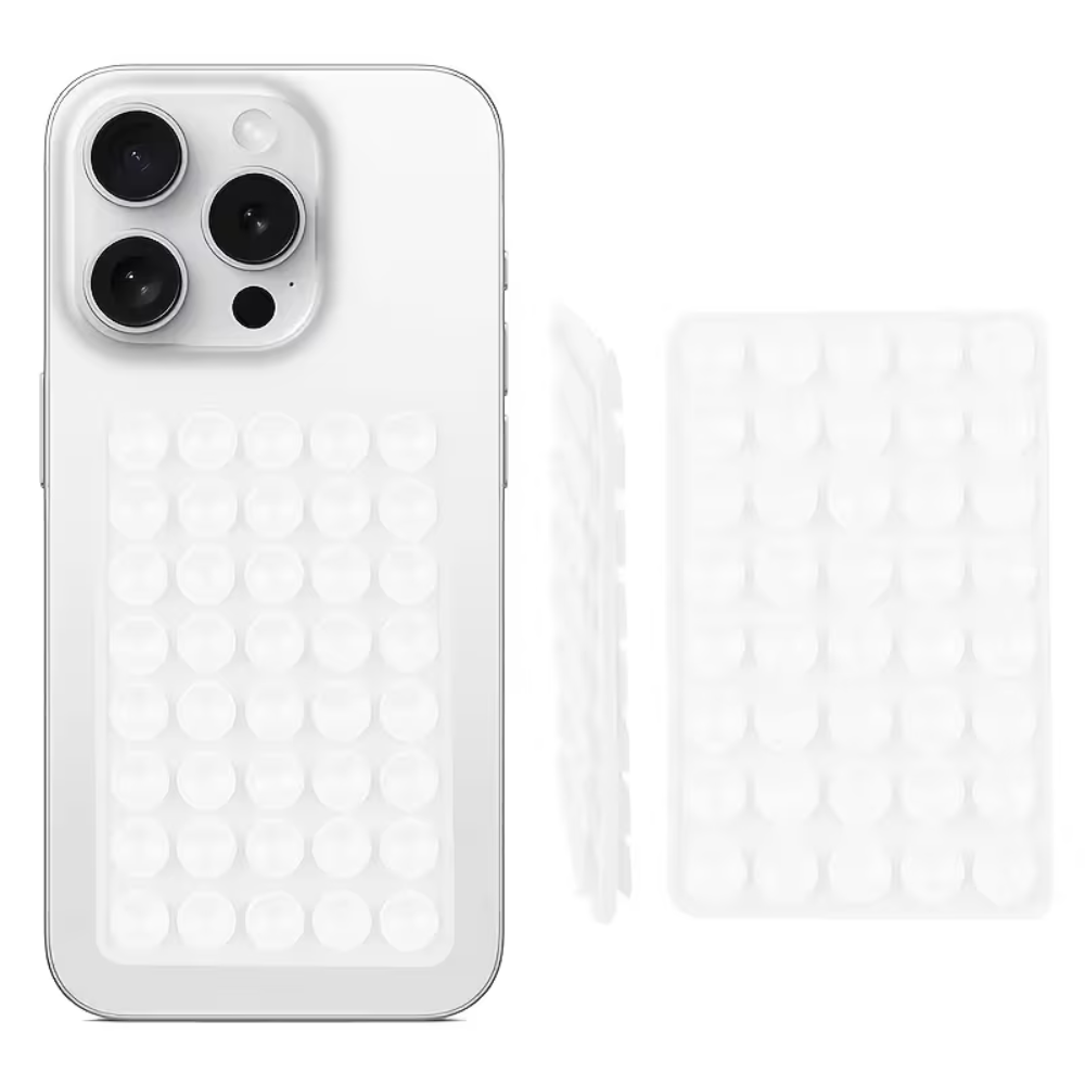Mobilholder Med Dobbeltsidet Silikone Sugekop - Transparent hvid - reFix.dk