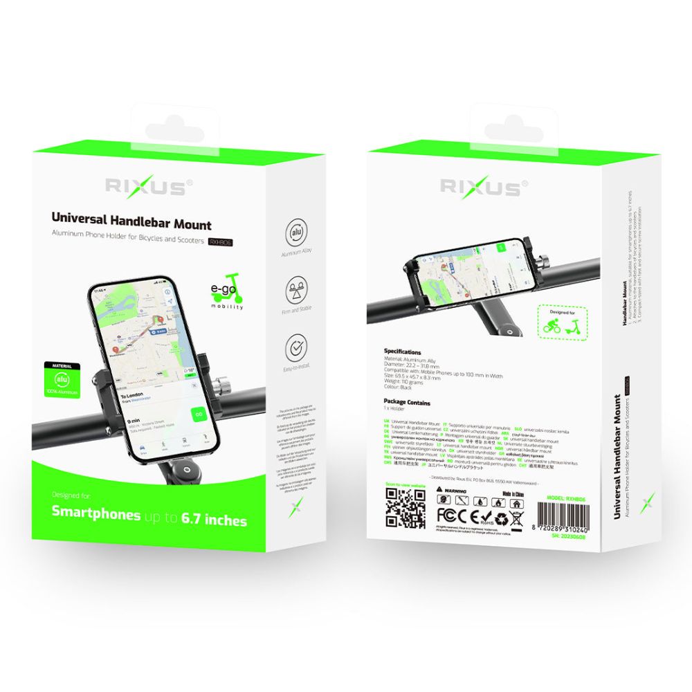Mobilholder til Cykel & El-Løbehjul – Aluminium - Pakkens indhold - reFix.dk