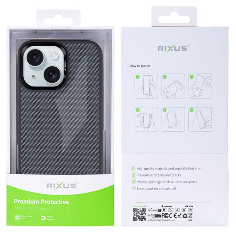Premium Armor Carbon cover med MagSafe til iPhone 13 - Pakkens indhold - reFix.dk