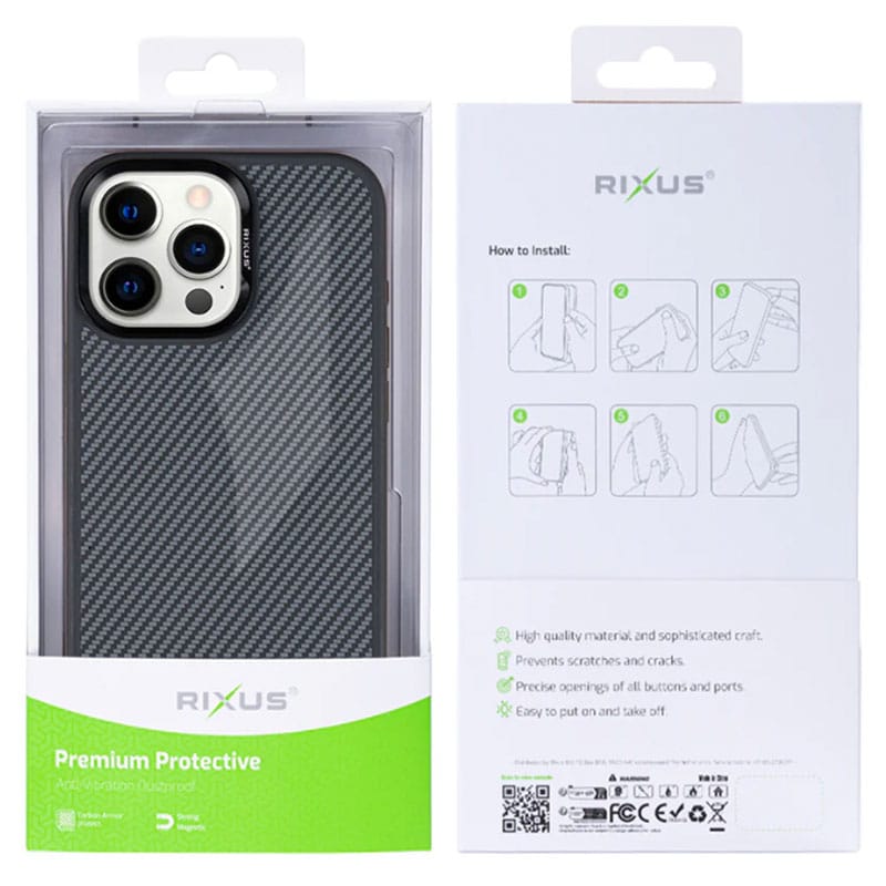 Premium Armor Carbon cover med MagSafe til iPhone 15 Pro Max - Pakkens indhold - reFix.dk