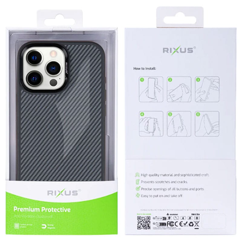 Premium Armor Carbon cover med MagSafe til iPhone 15 Pro - Pakkens indhold - reFix.dk