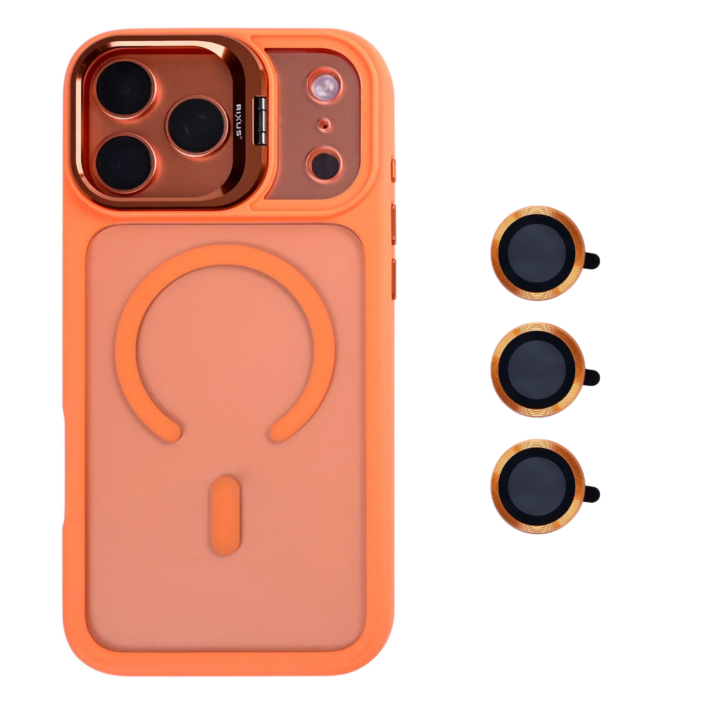 Premium Clear Case med MagSafe til iPhone 17 Pro Max (+kamera beskyttelsesglas) - Orange - reFix.dk