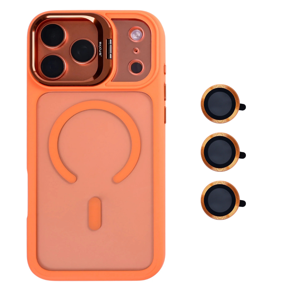 Premium Clear Case med MagSafe til iPhone 17 Pro (+kamera beskyttelsesglas) - Orange - reFix.dk