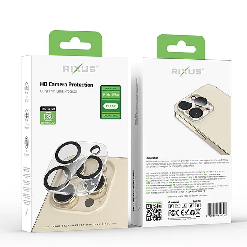 Premium kamera linse beskyttelsesglas til iPhone 16, iPhone 16 Plus - Pakkens indhold - reFix.dk