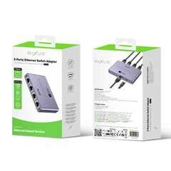 Rixus 5-Ports Ethernet Switch Adapter (1000Mbps) - Pakkens indhold - reFix.dk