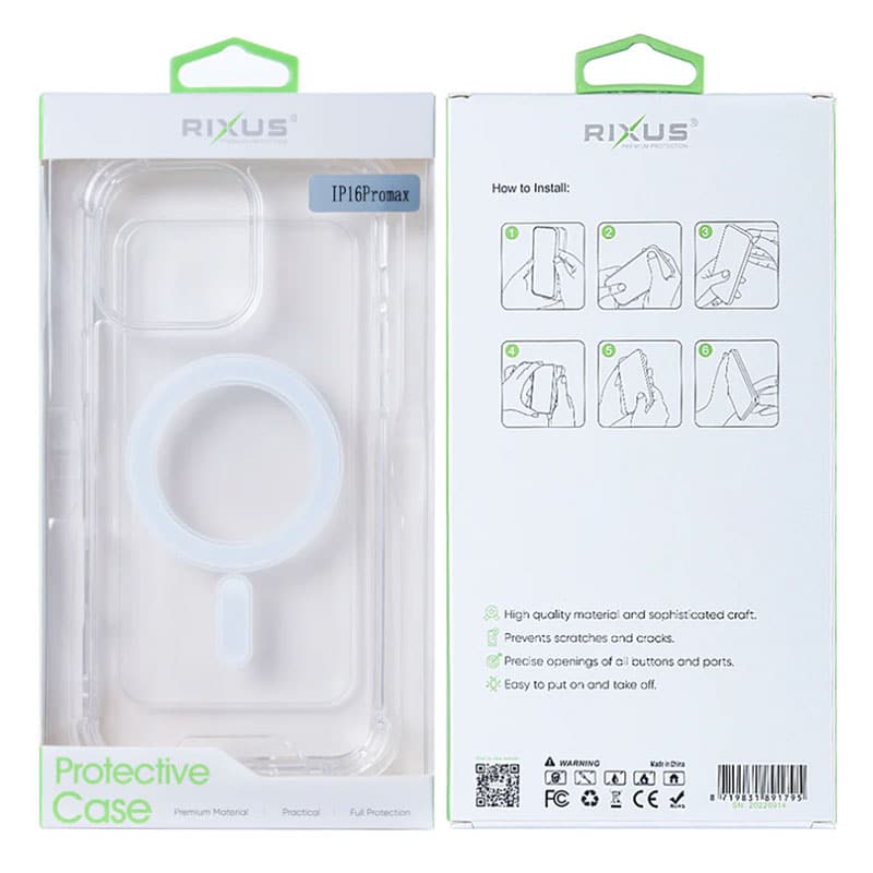 Rixus Anti-burst Clear Case med MagSafe til iPhone 16 Pro Max