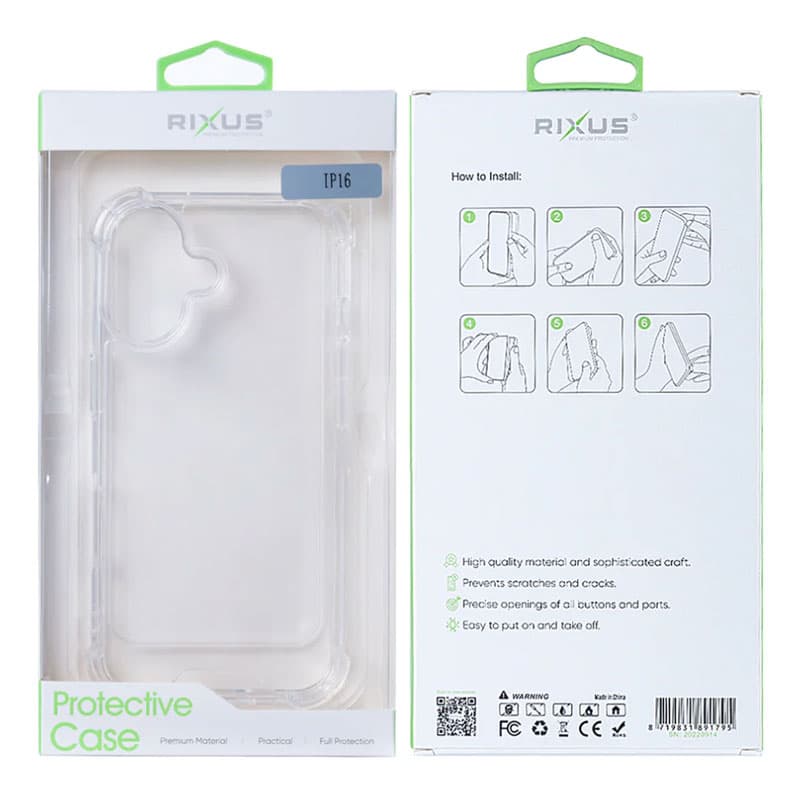 Rixus Anti-burst Clear Case til iPhone 16