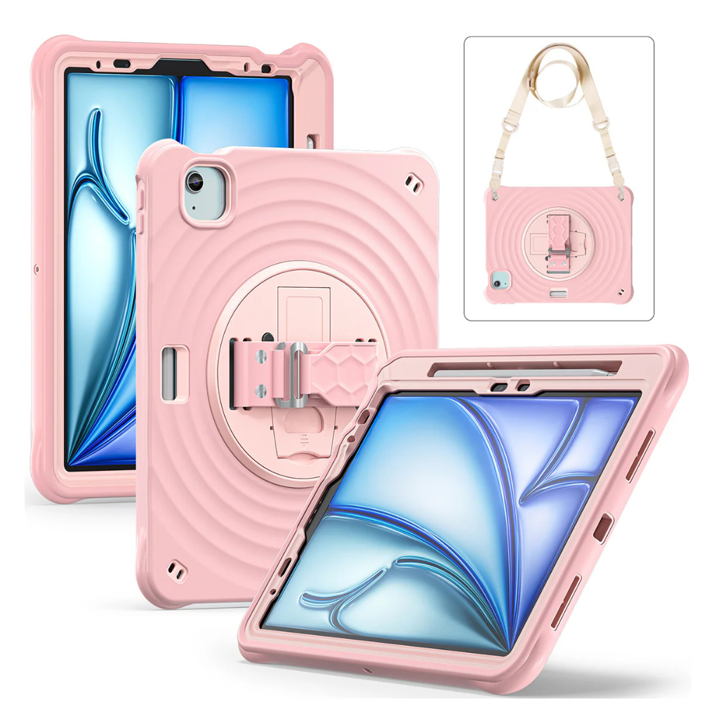 Rixus Anti Shock 360 Graders Cover m. Kickstand til iPad 10.2 (2021 / 2020 / 2019) - Pink - reFix.dk