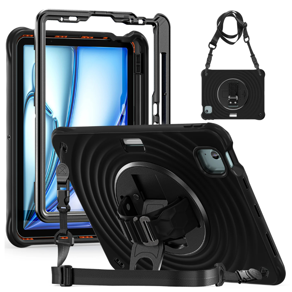 Rixus Anti Shock 360 Graders Cover m. Kickstand til iPad 10.2 (2021 / 2020 / 2019) - Sort - 3 - reFix.dk