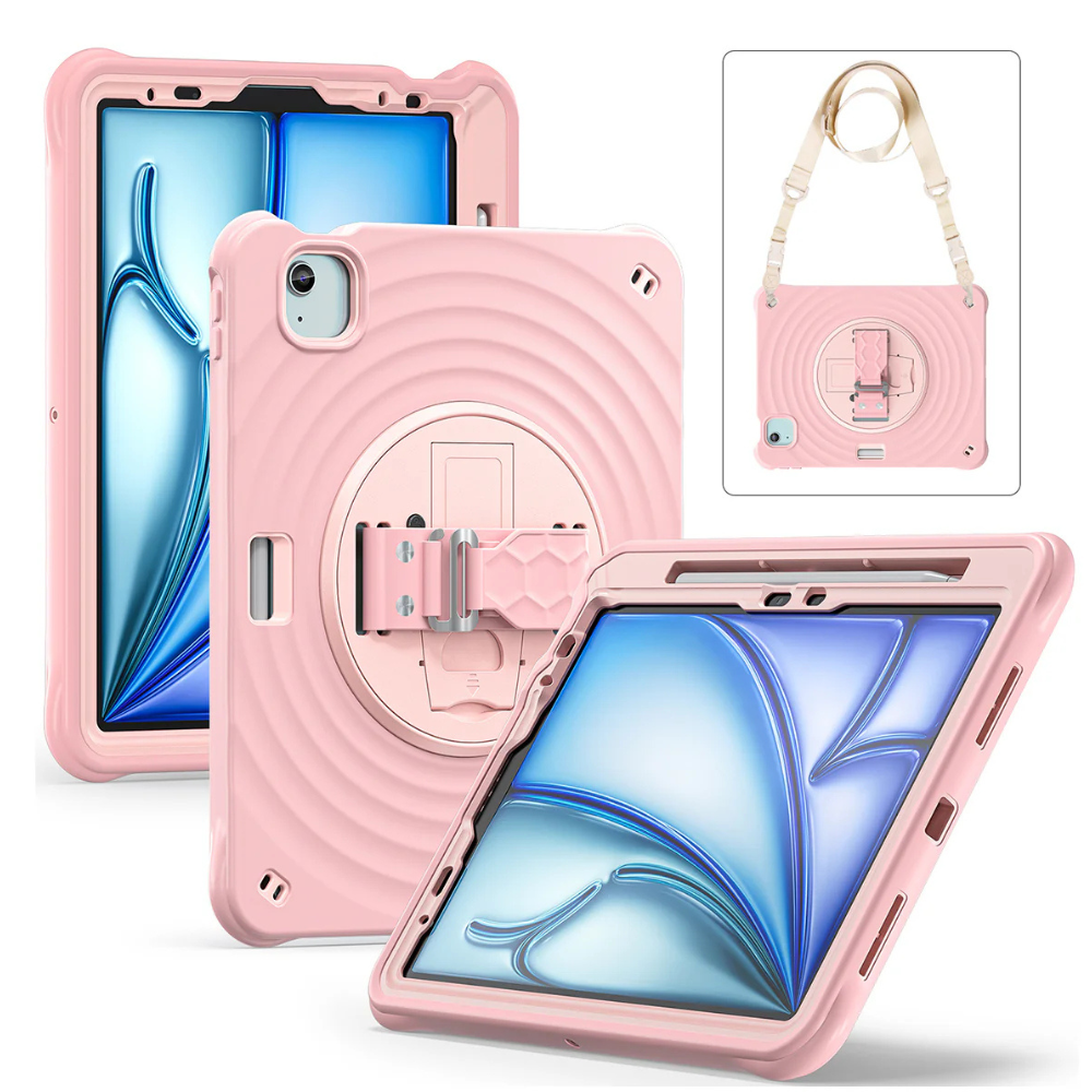 Rixus Anti Shock 360 Graders Cover m. Kickstand til iPad 11 (2025) / 10.9 (2022) - Pink - reFix.dk